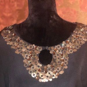 Dana Buchman Silk Tunic with ornate collar & cuffs